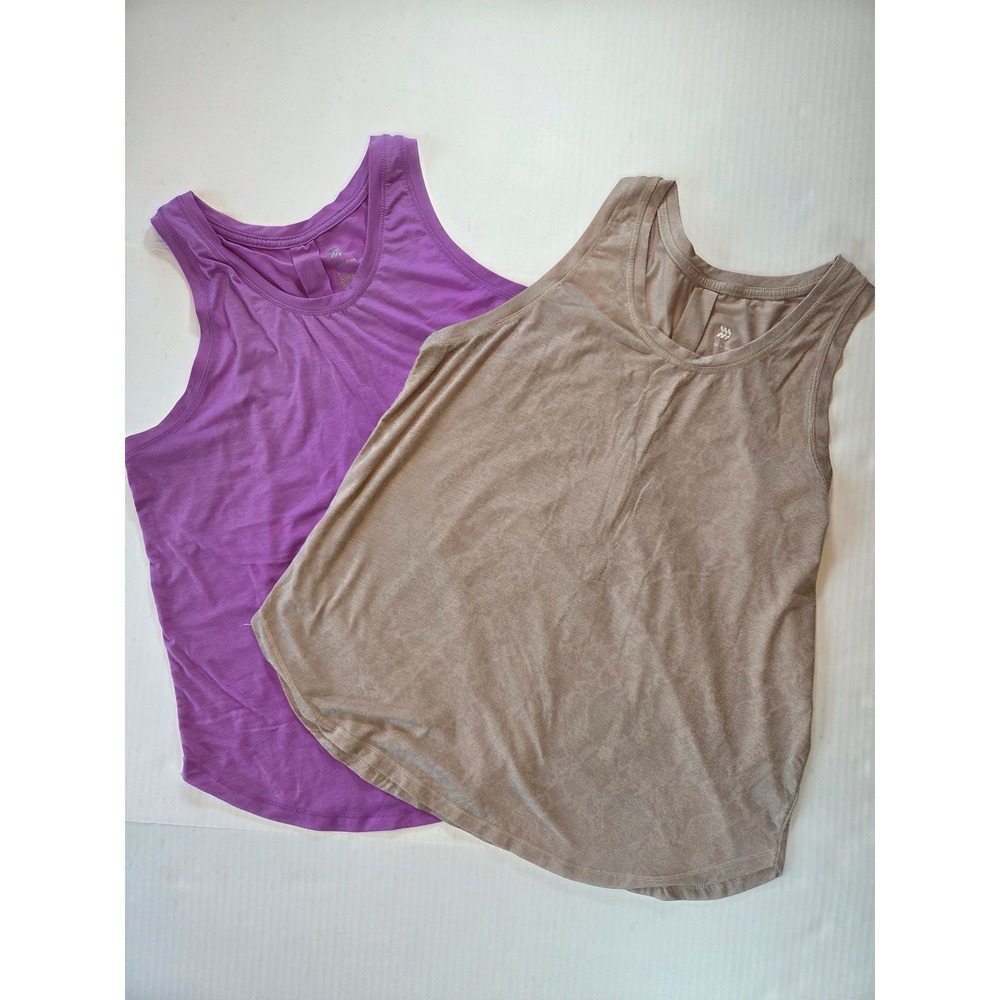 All In Motion Womens Activewear Tank Top Set Purple Tan Snakeskin Size L 2 Pack